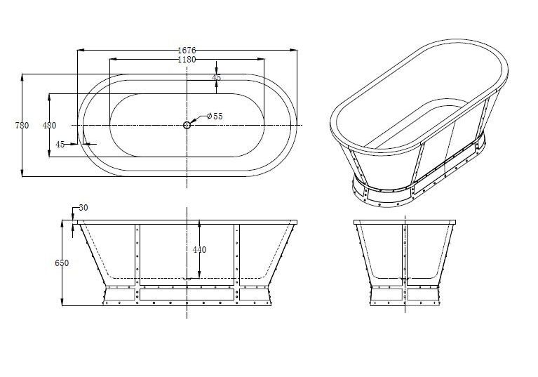 Приобрести ванна акриловая отдельностоящая belbagno 170х80 см, bb35
