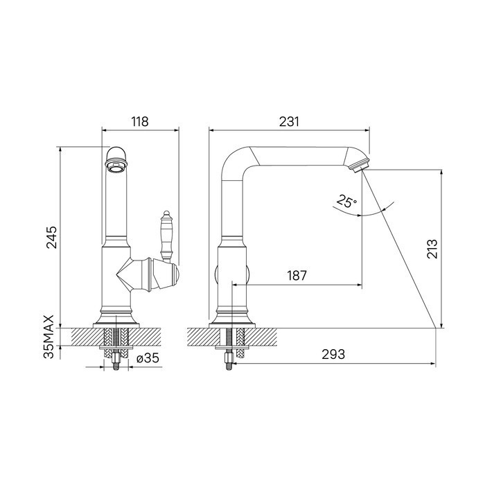 Приобрести iddis смеситель для кухни loft 245мм, бронза lofbrl0i05