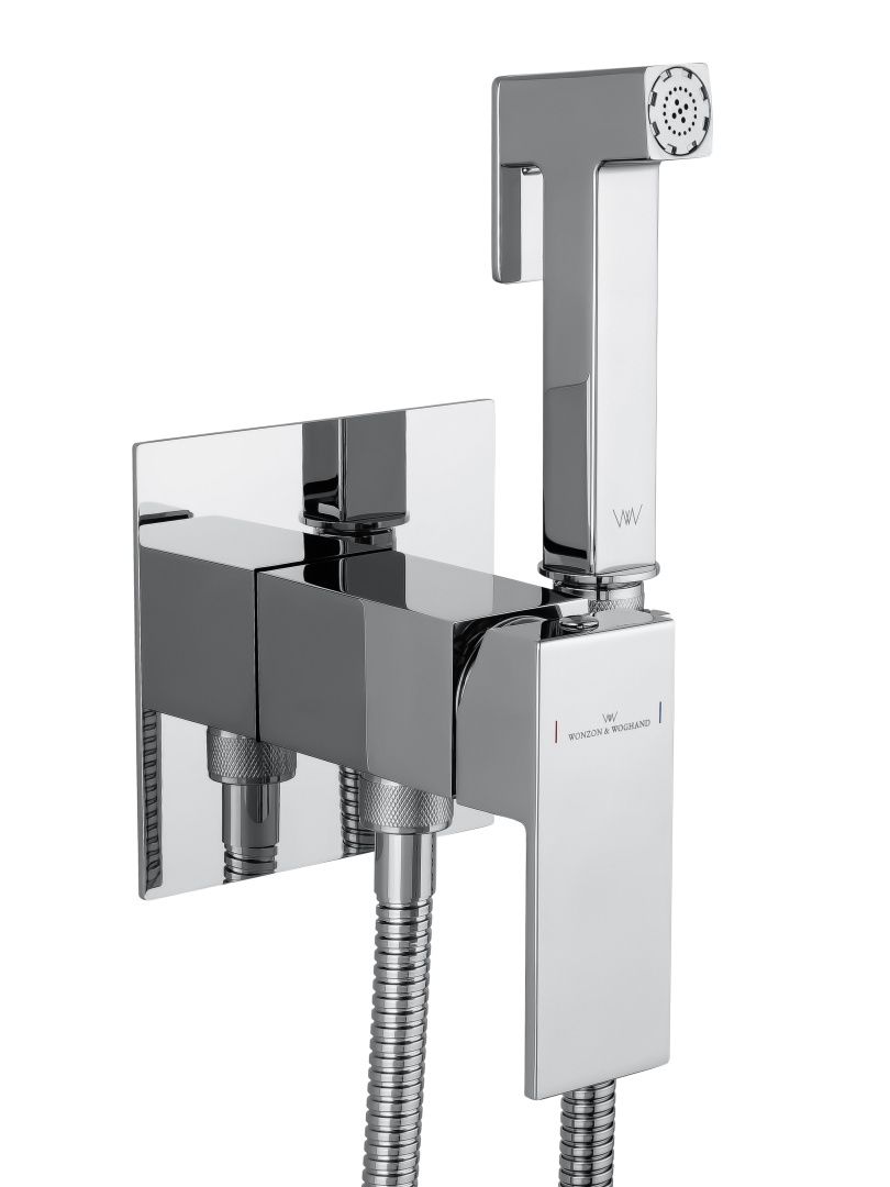 Приобрести смеситель с гигиеническим душем встраиваемый wonzon & woghand cube, хром (ww-88829016-cr)