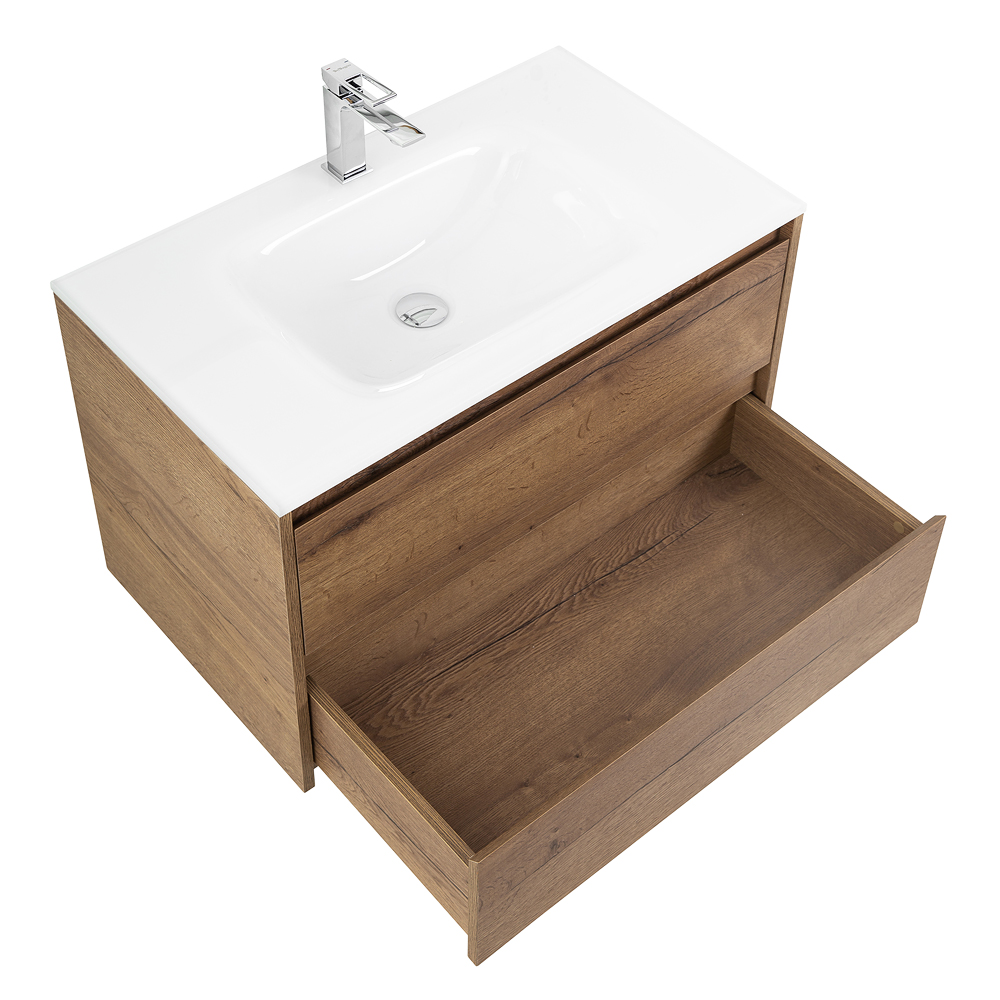 Приобрести belbagno тумба с раковиной kraft 100 см, подвесная rovere tabacco, стеклянная раковина