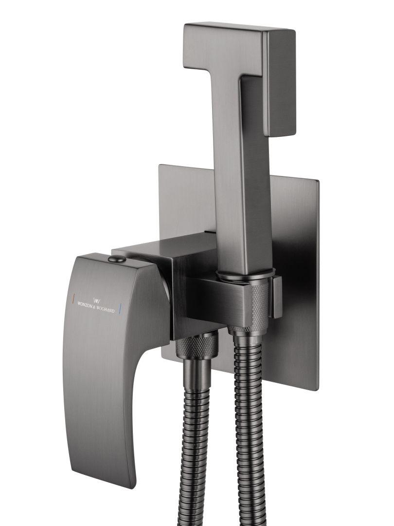 Приобрести смеситель с гигиеническим душем встраиваемый wonzon & woghand fit, темный графит (ww-88829009-bgm)