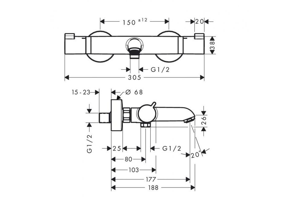 Приобрести смеситель для ванны с термостатом hansgrohe ecostat comfort вм 13114000