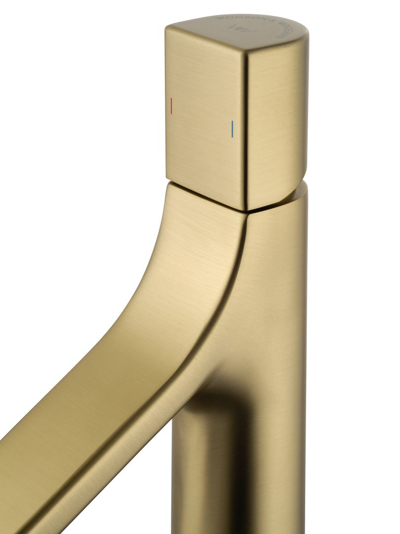 Приобрести смеситель для раковины высокий wonzon & woghand the one, брашированное золото (ww-h1011-bg)