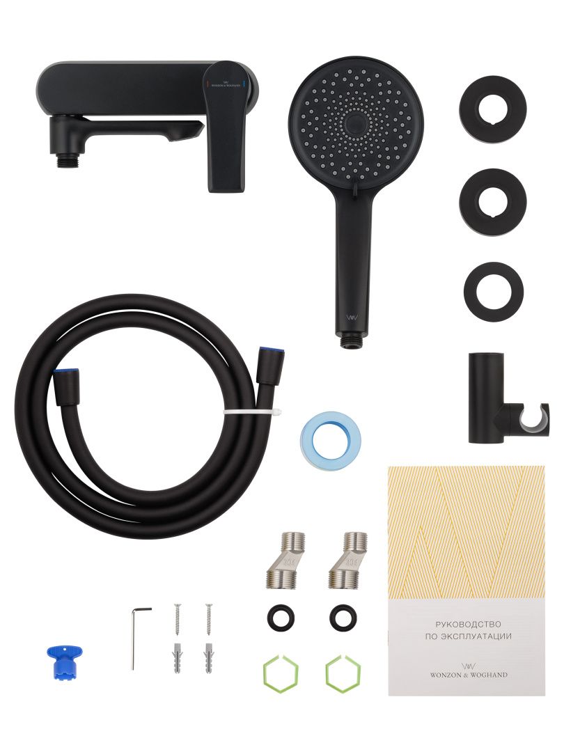 Приобрести смеситель для ванны с душем wonzon & woghand brilliant, черный матовый (ww-88037079-mb)
