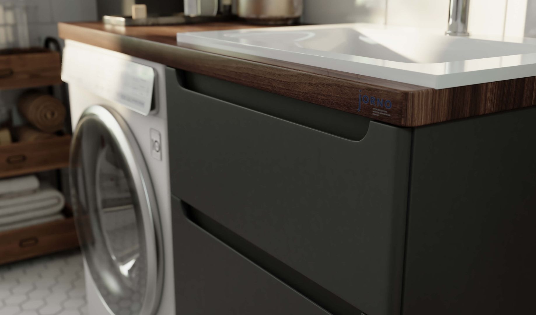 Приобрести jorno тумба подвесная wood 120 см со столешницей темное дерево, аннтацит