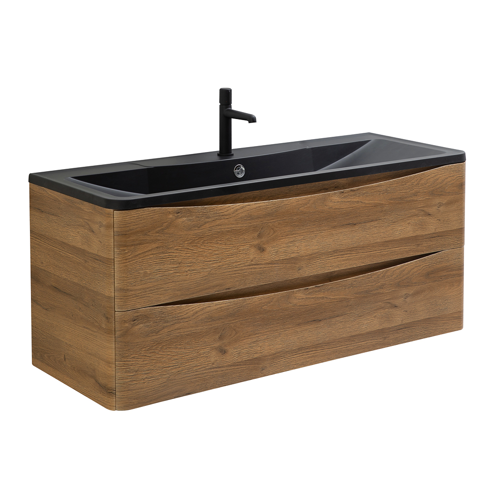 Приобрести belbagno тумба с раковиной acqua 120 см, подвесная rovere rustico, чёрная раковина