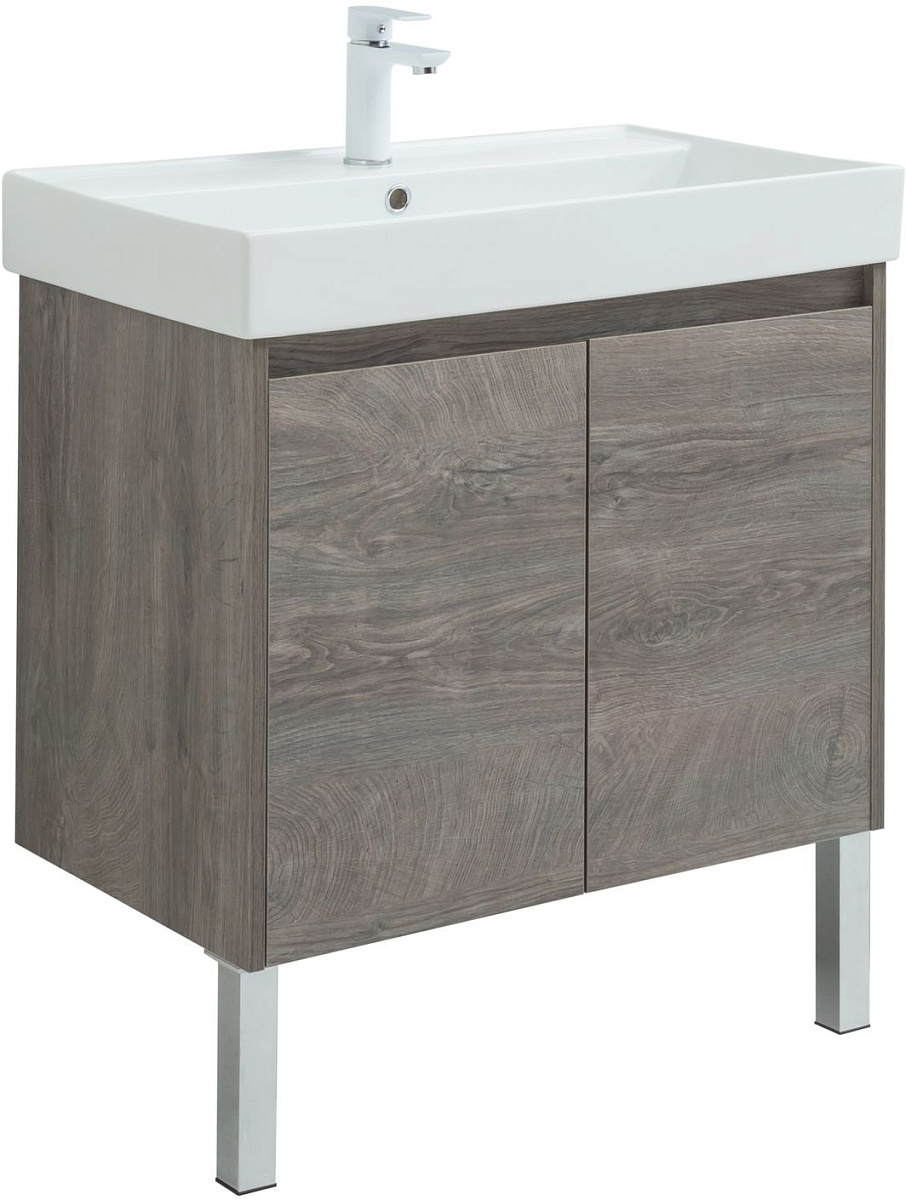 Приобрести aquanet тумба с раковиной nova lite 75 см,дуб рошелье (2 дверцы)