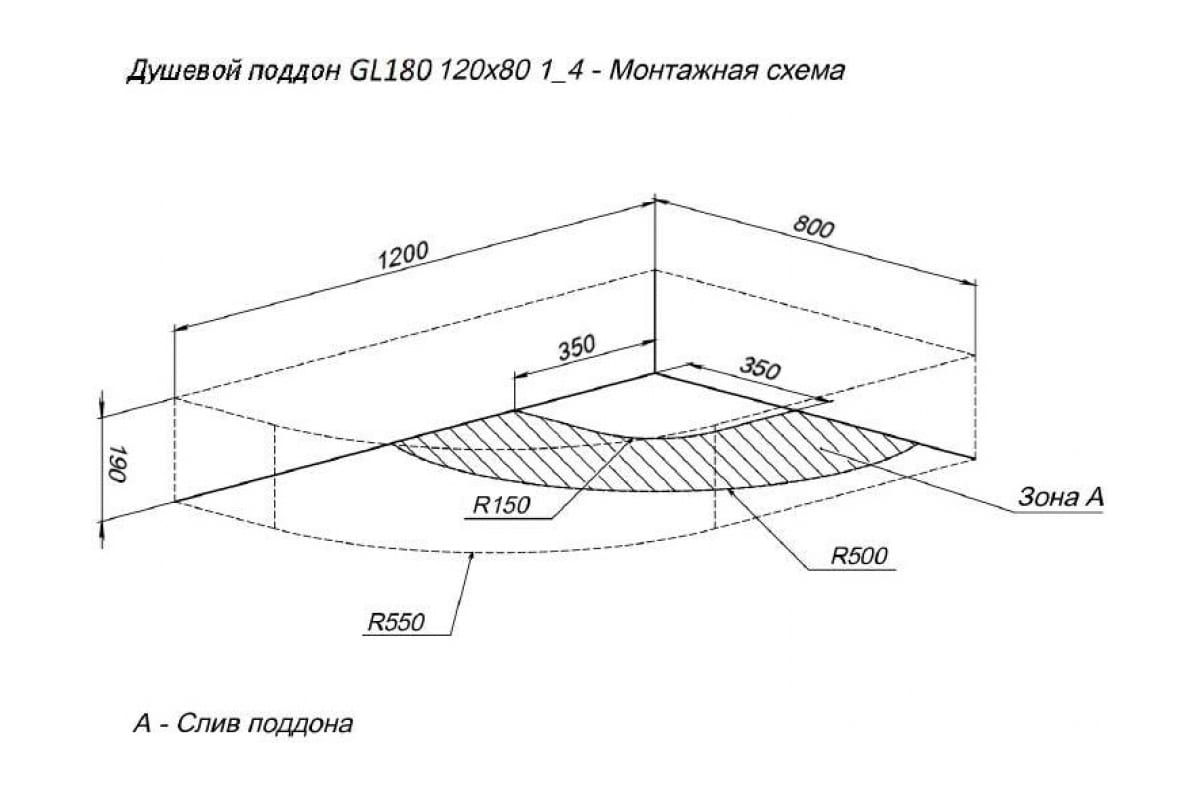 Приобрести aquanet душевой поддон gl180 120x80 см, белый r