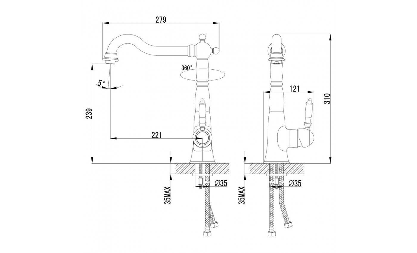 Приобрести lemark смеситель для кухни villa с поворотным изливом, бронза lm4805b