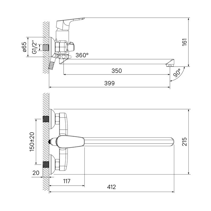 Приобрести iddis смеситель для ванны zodiac 215мм, хром zodsbl2i10