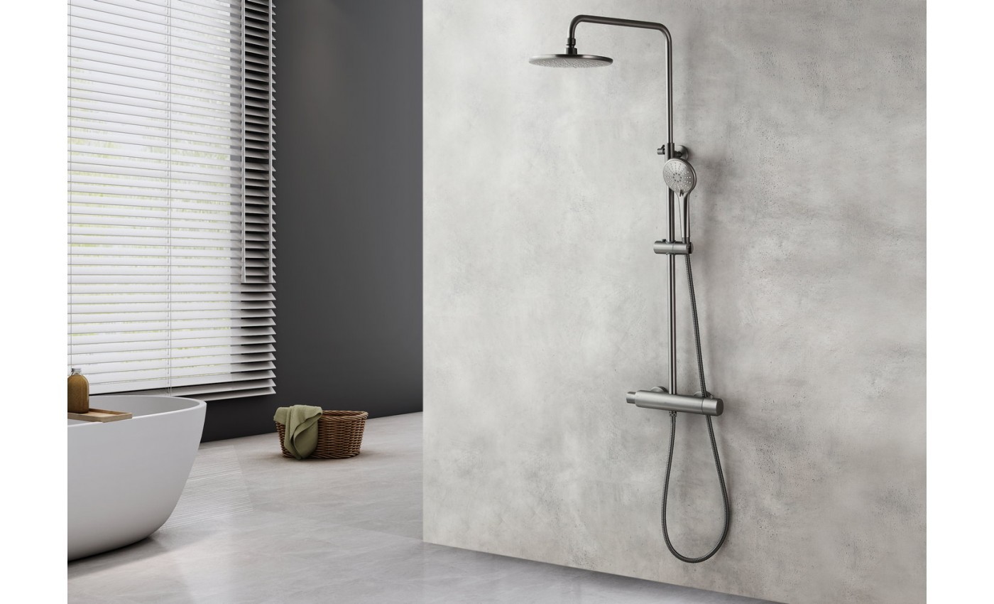 Приобрести lemark душевая система bronx с термостатом, графит lm3772gm