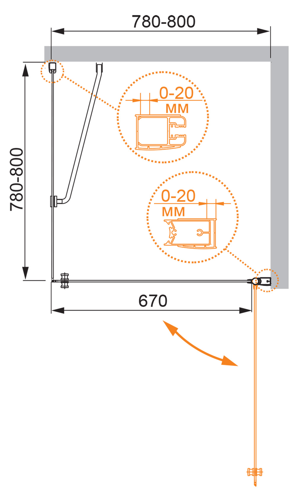 Приобрести cezares душевое ограждение elena 80х80 см, хром elena-w-a-1-80-p-cr-l