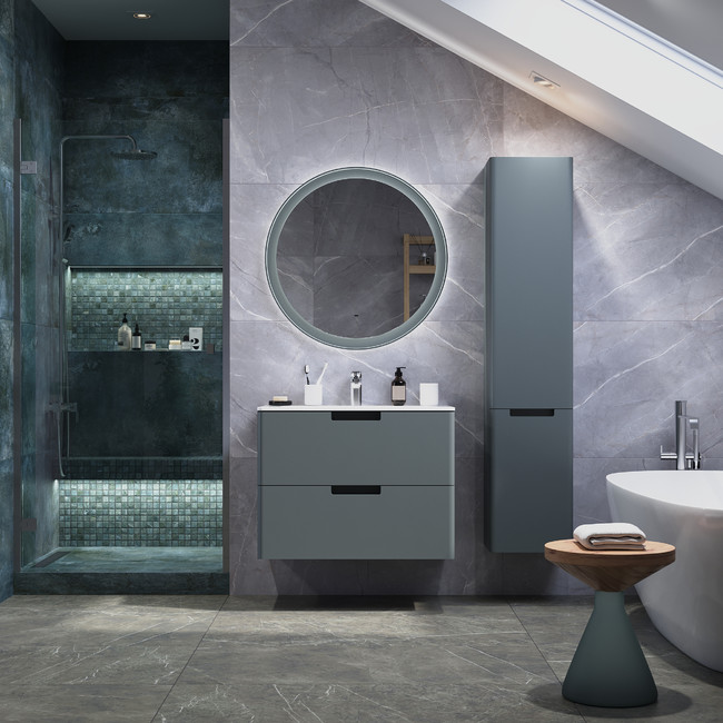 Приобрести briz тумба подвесная с раковиной prato grey 70 см, серая, матовая т18-70