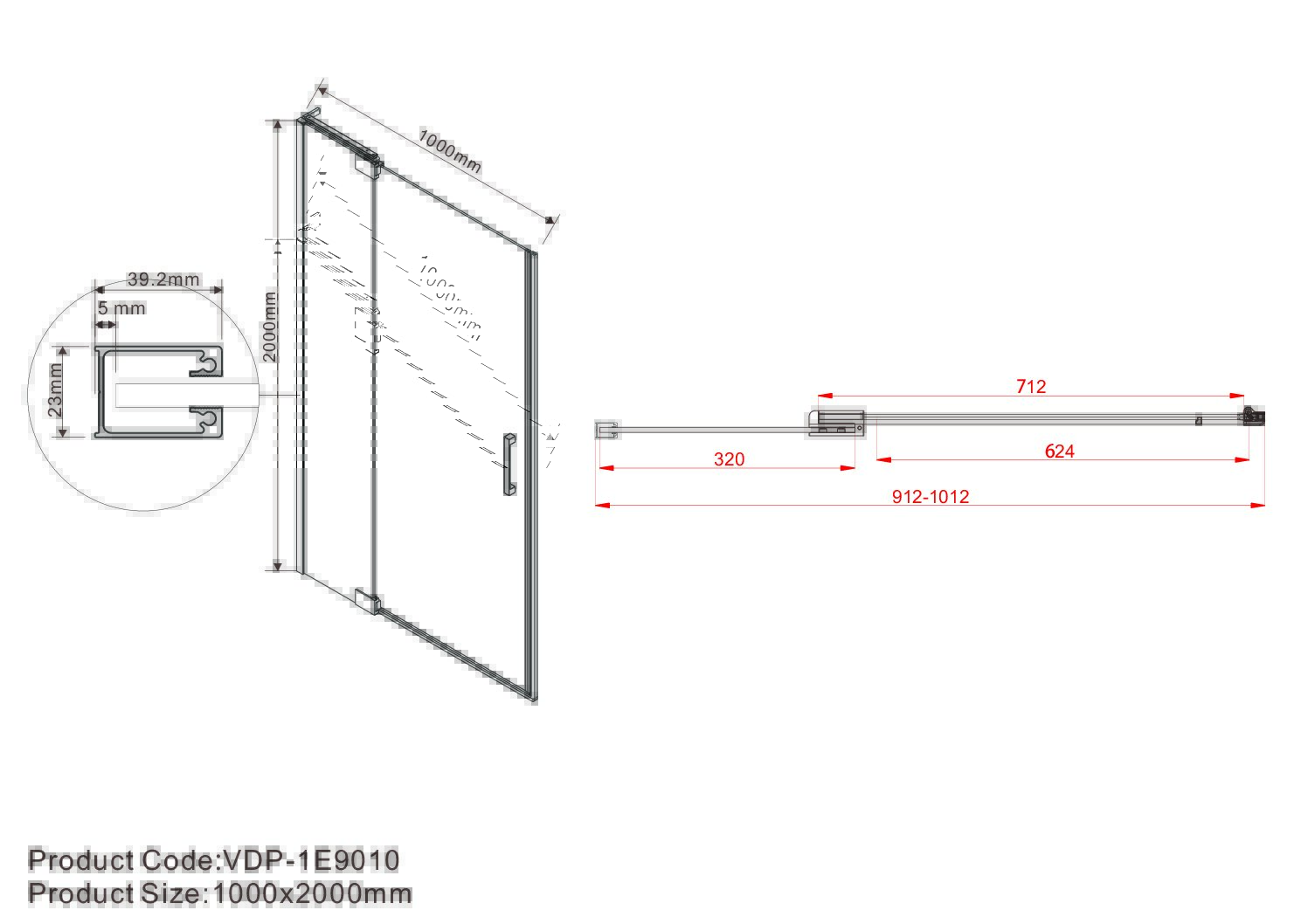 Приобрести vincea душевая дверь extra 90 см, прозрачное, оружейная сталь vdp-1e9010clgm