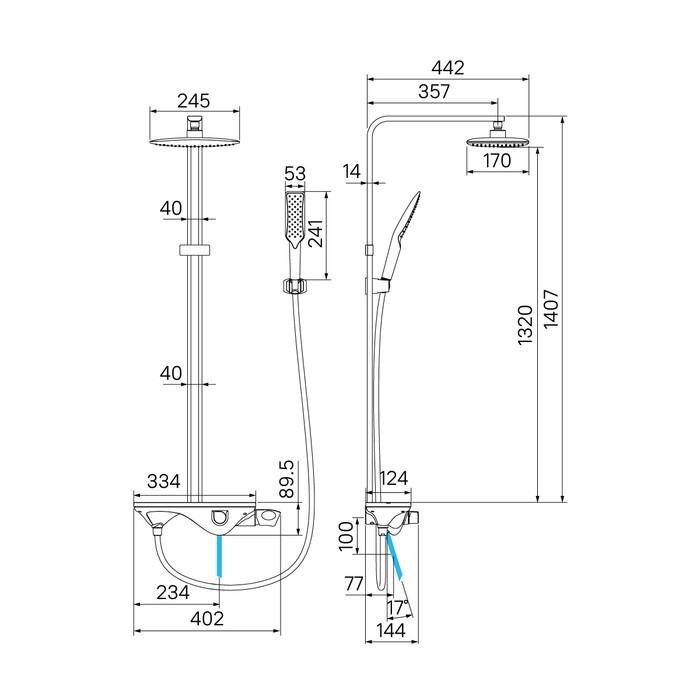 Приобрести iddis душевая система alps, прямоугольная d-245мм, хром alpsb1fi06