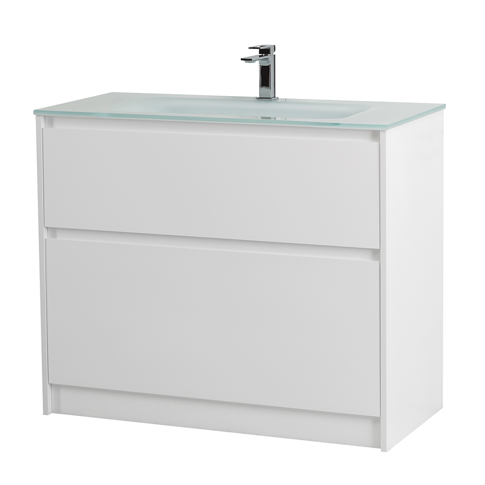 Приобрести belbagno тумба с раковиной kraft 100 см, напольная bianco opaco, белая глянцевая раковина