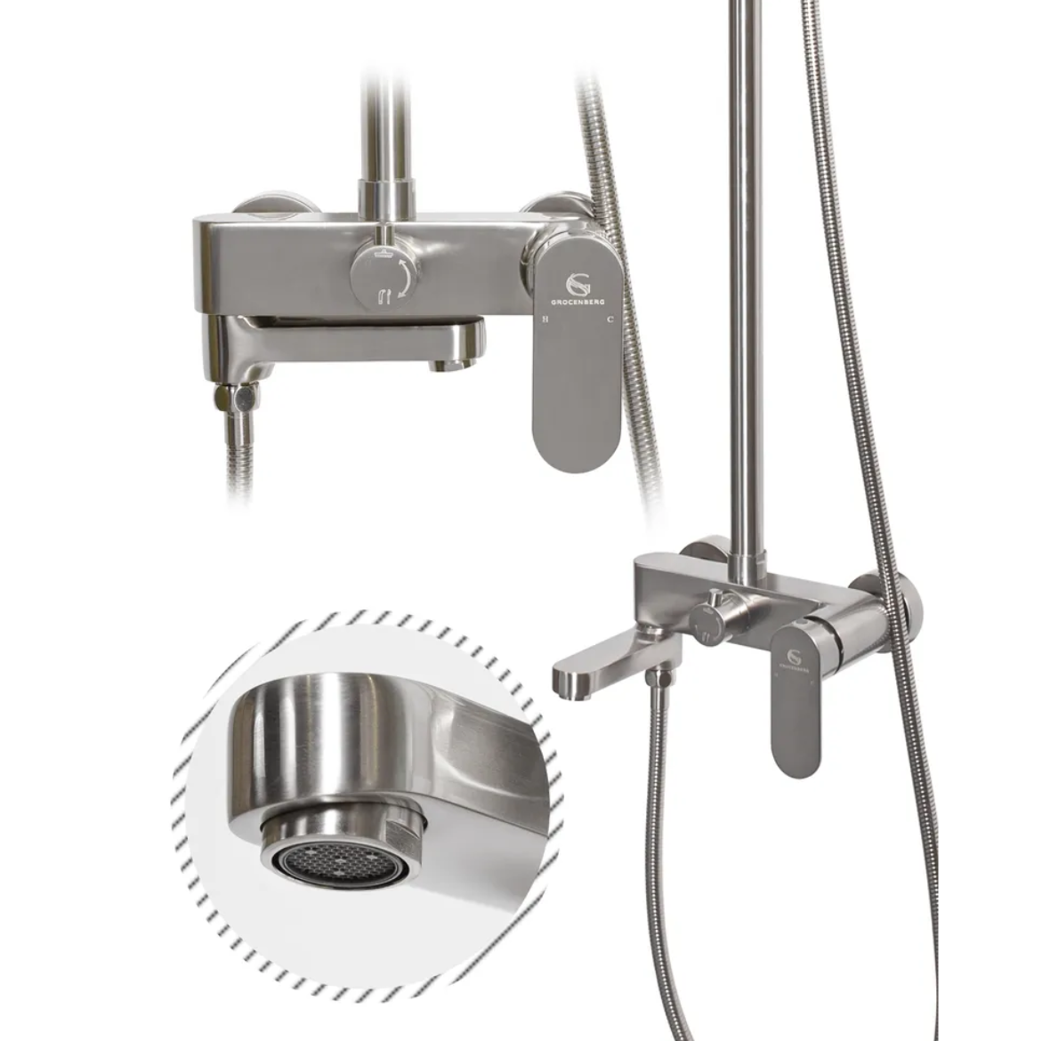 Приобрести grocenberg душевая система, никель gb7011nk