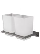 Два стакана для зубных щеток с держателем WONZON & WOGHAND ECLIPSE, Темный графит (WW-9128-GM)