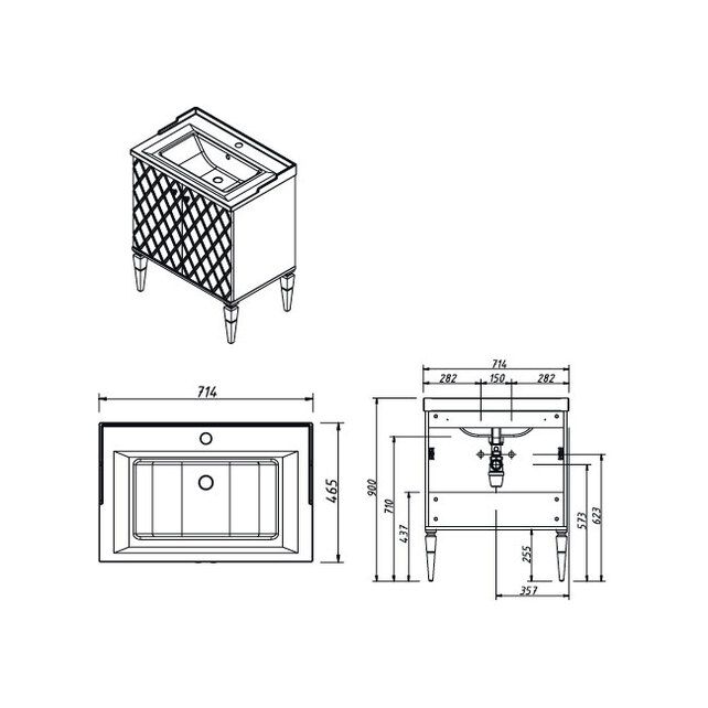 Приобрести caprigo тумба с раковиной roma 70 см, море