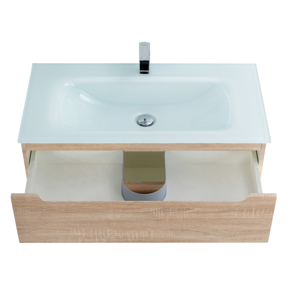 Приобрести belbagno тумба с раковиной etna 100 см, подвесная rovere bianco, стеклянная раковина