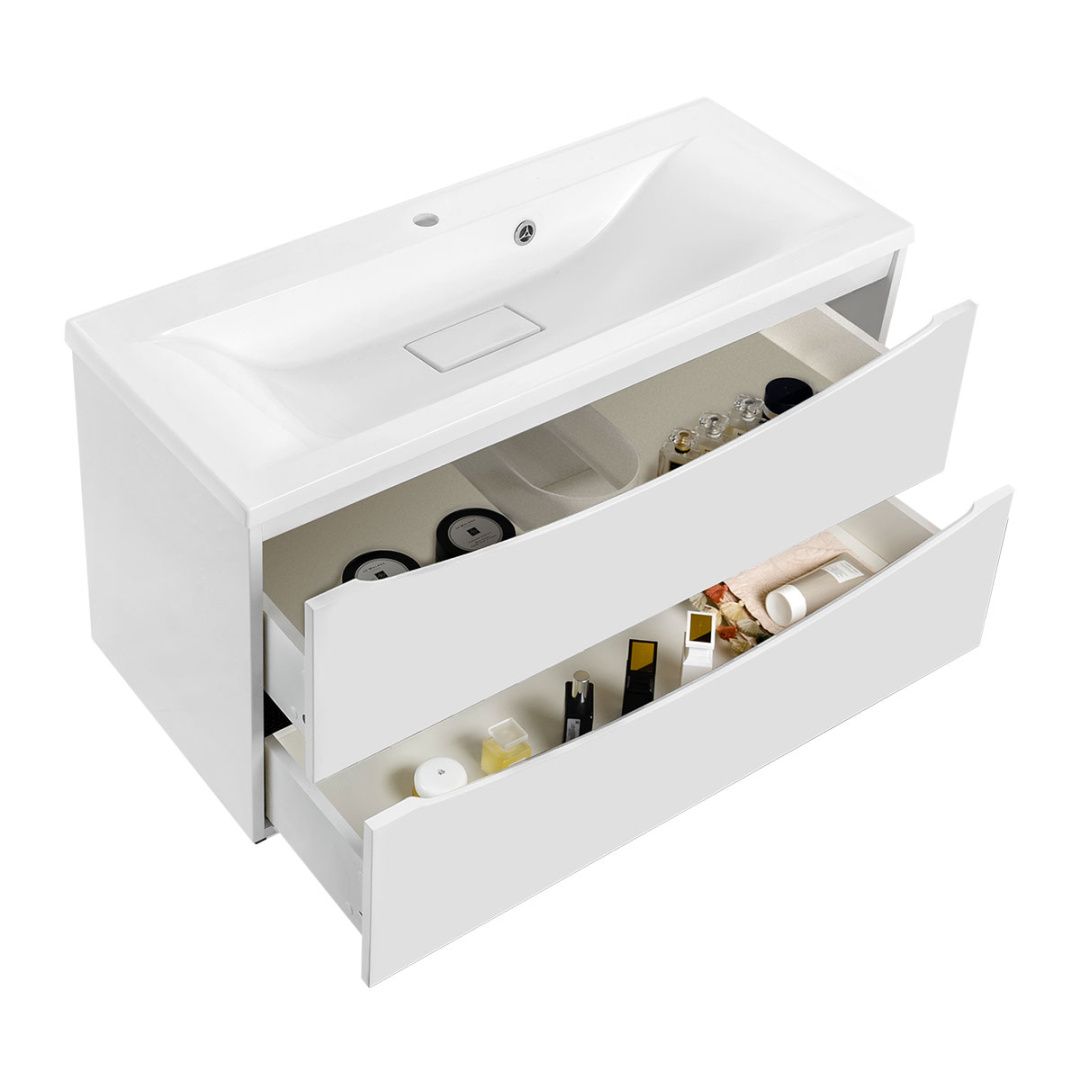 Приобрести vincea тумба подвесная mia 90 см, белая с белой раковиной vmc-2ma900gw;vcb-3m900w