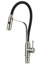 Savol Смеситель для кухни 480мм, гибкий излив, черный\нержавеющая сталь SUS6012-01