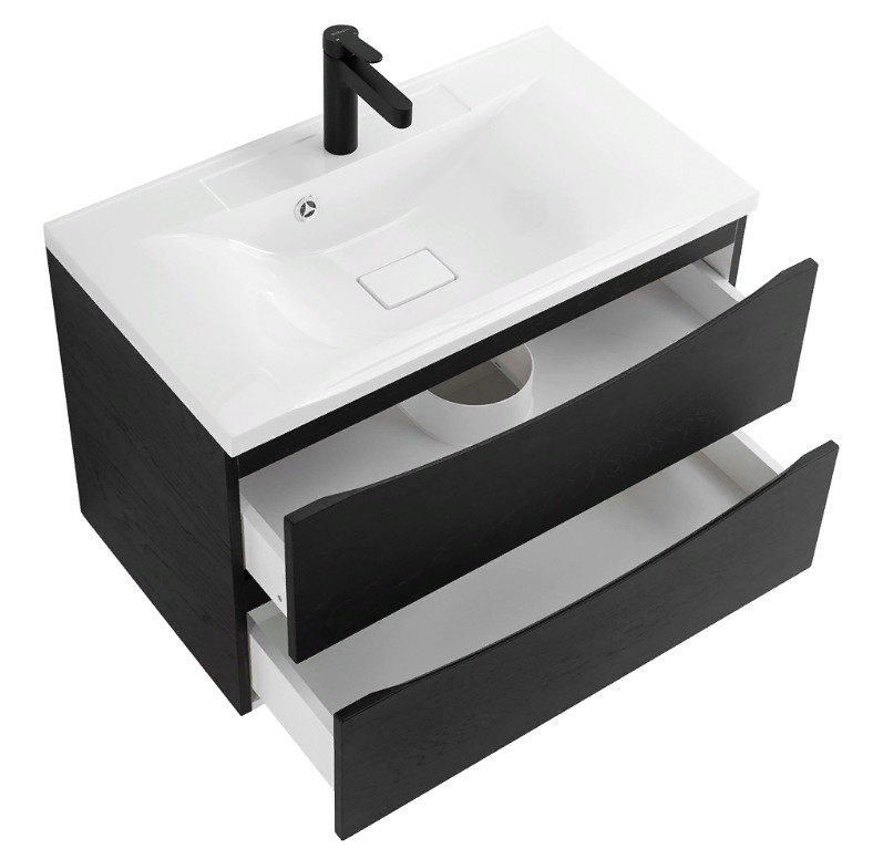 Приобрести тумба подвесная с раковиной belbagno marino-800-2c-so-rca-p 80 см, rovere cioccolato amaro