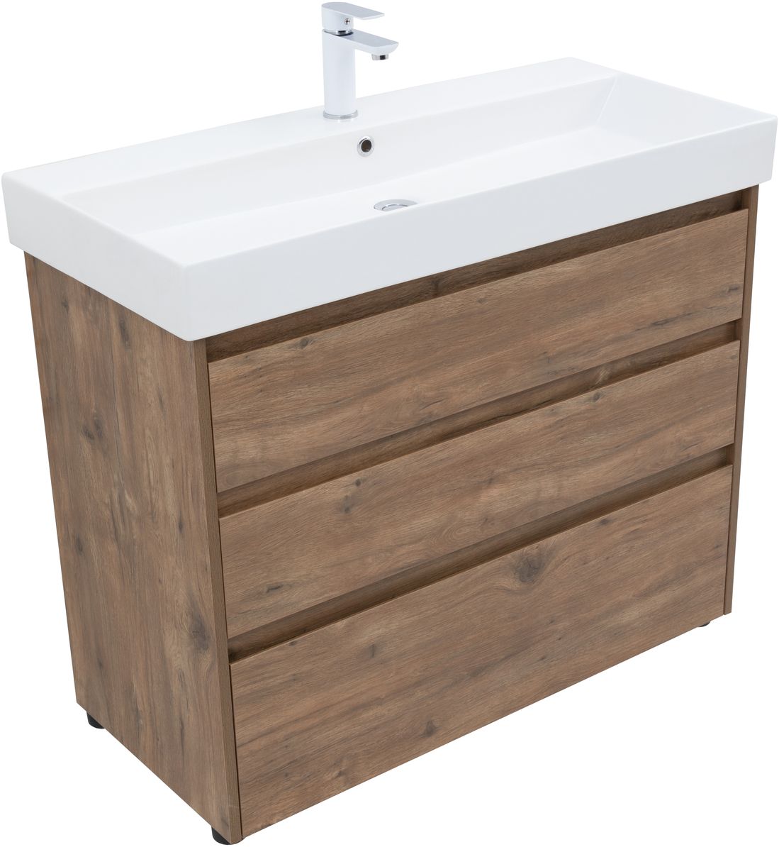 Приобрести aquanet тумба с раковиной nova lite 100 см, дуб рустикальный (3 ящика)