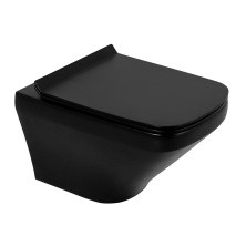 BelBagno Унитаз безободковый подвесной SELA с сиденьем дюропласт, микролифт, черный BB3201CHR-MB/BB3201SC-MB