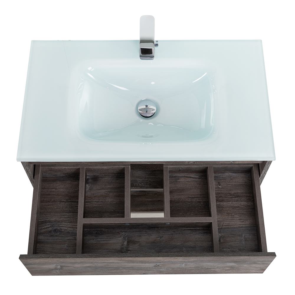 Приобрести belbagno тумба c раковиной kraft 80 см, с одним ящиком и полкой, подвесная pino pasadena, стеклянная раковина