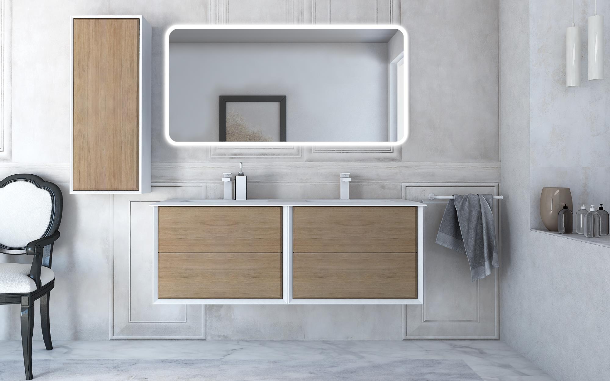 Приобрести cezares тумба подвесная с раковиной на две чаши bellagio 140 см rovere tabacco, дерево 54716