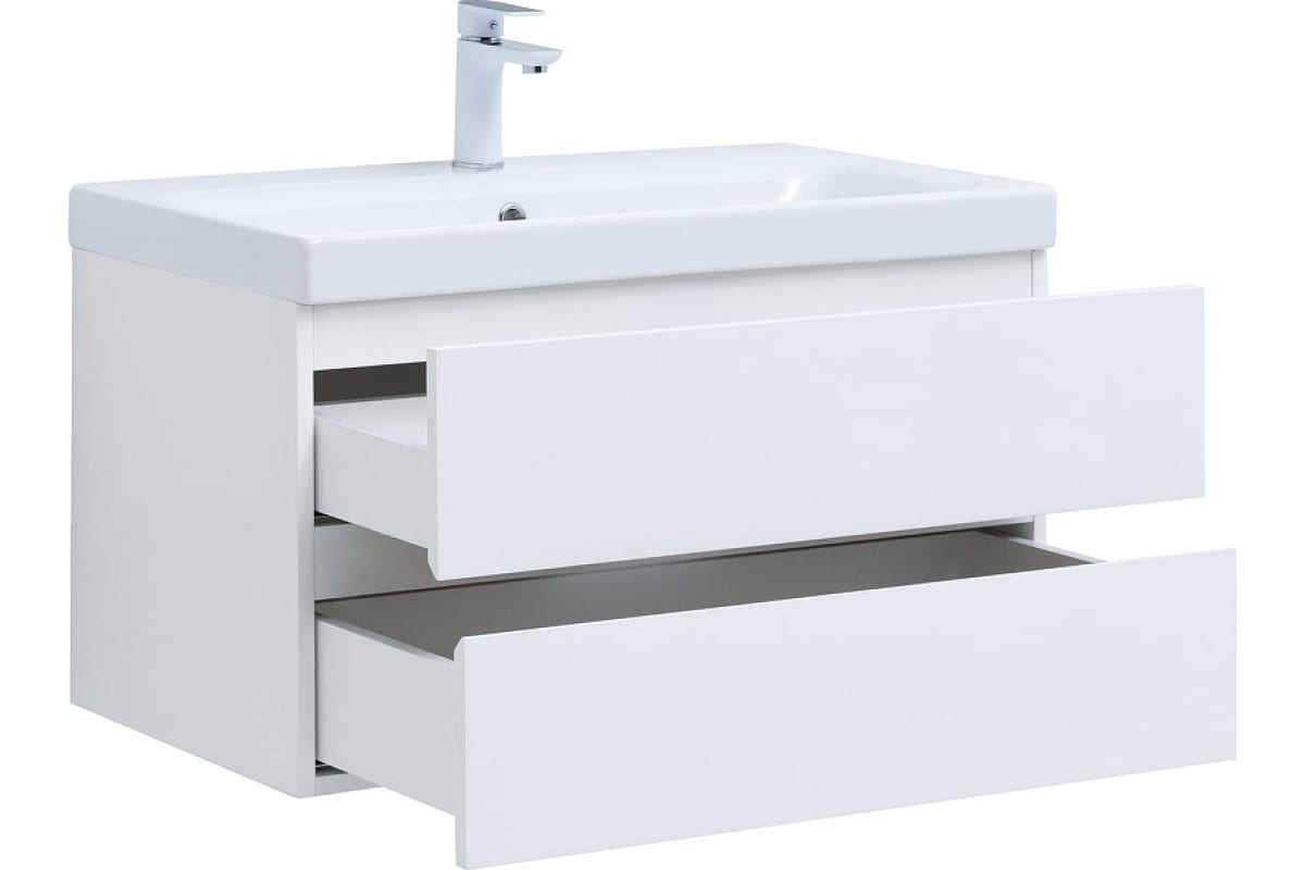 Приобрести aquanet тумба с раковиной беркли 80 см, белая глянец (2 ящика)