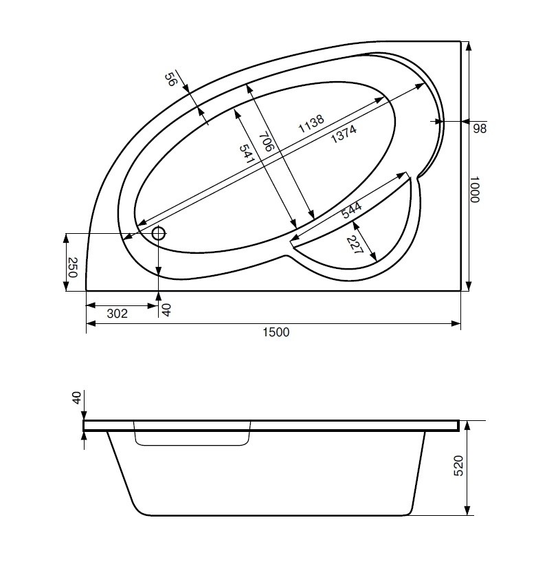 Приобрести асимметричная ванна шри-ланка 150х100 см, левосторонняя, белая