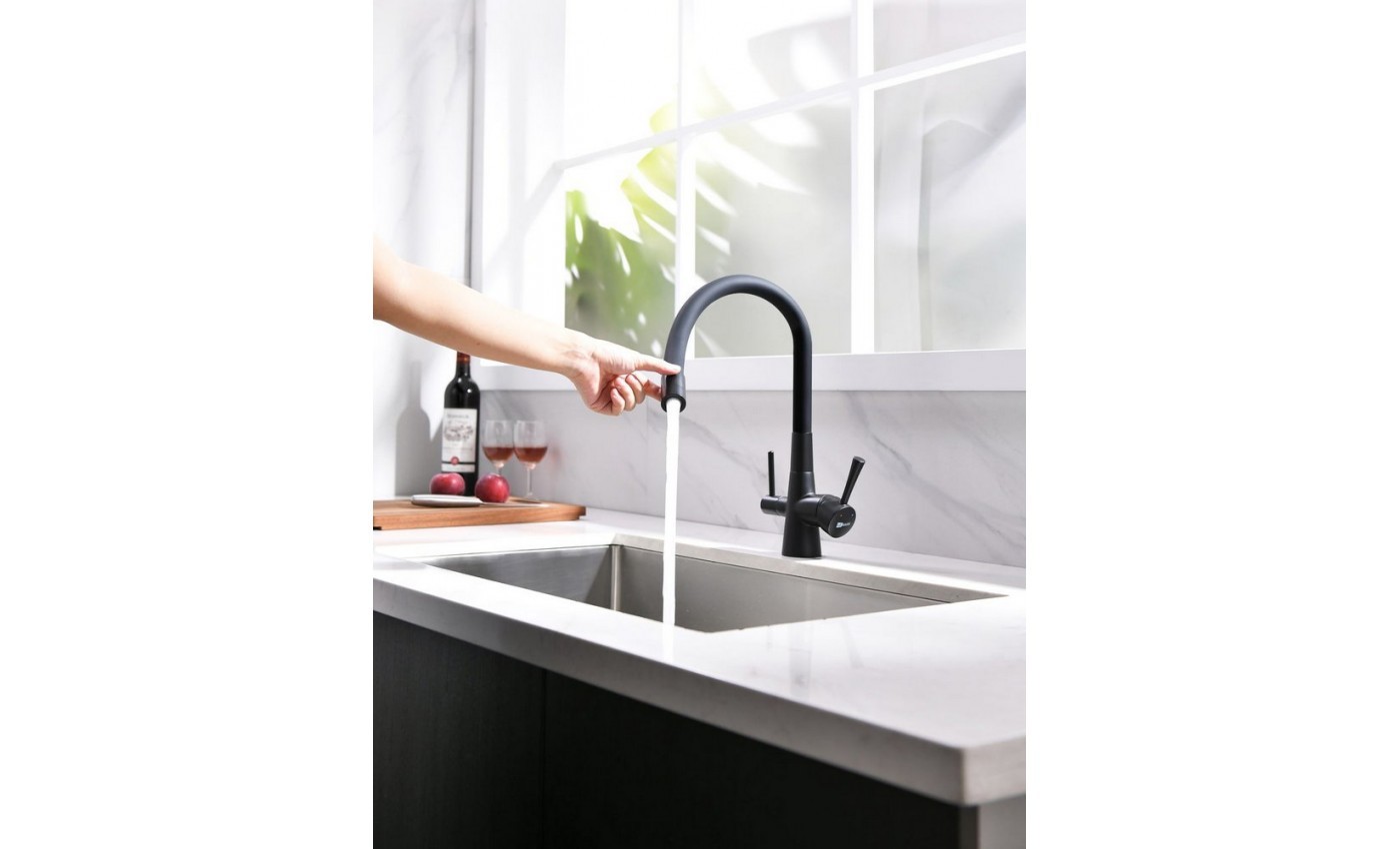 Приобрести lemark смеситель для кухни comfort с подключением к фильтру, черный lm3075bl