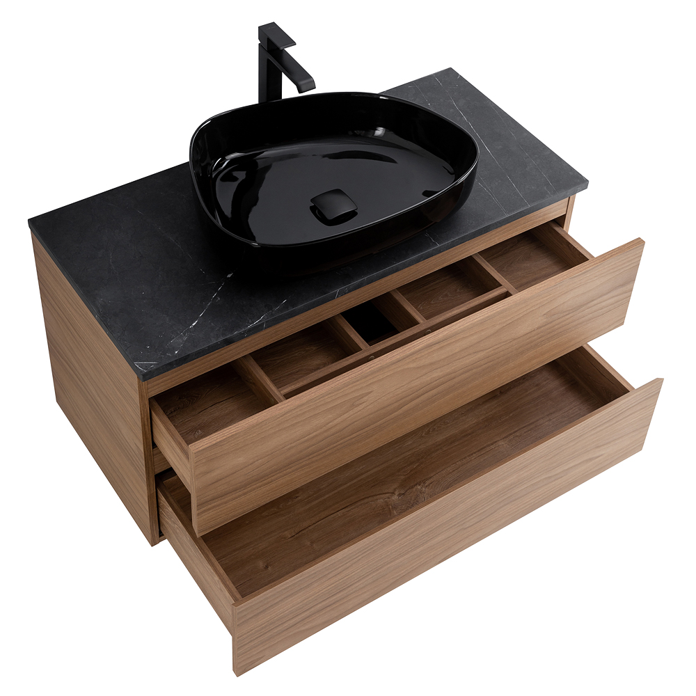 Приобрести cezares тумба со столешницей molveno 46 100 см noce chiaro, черный molveno 46-100-2c-so-nc