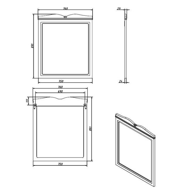 Приобрести caprigo зеркало borgo 80 см, серое, эмаль