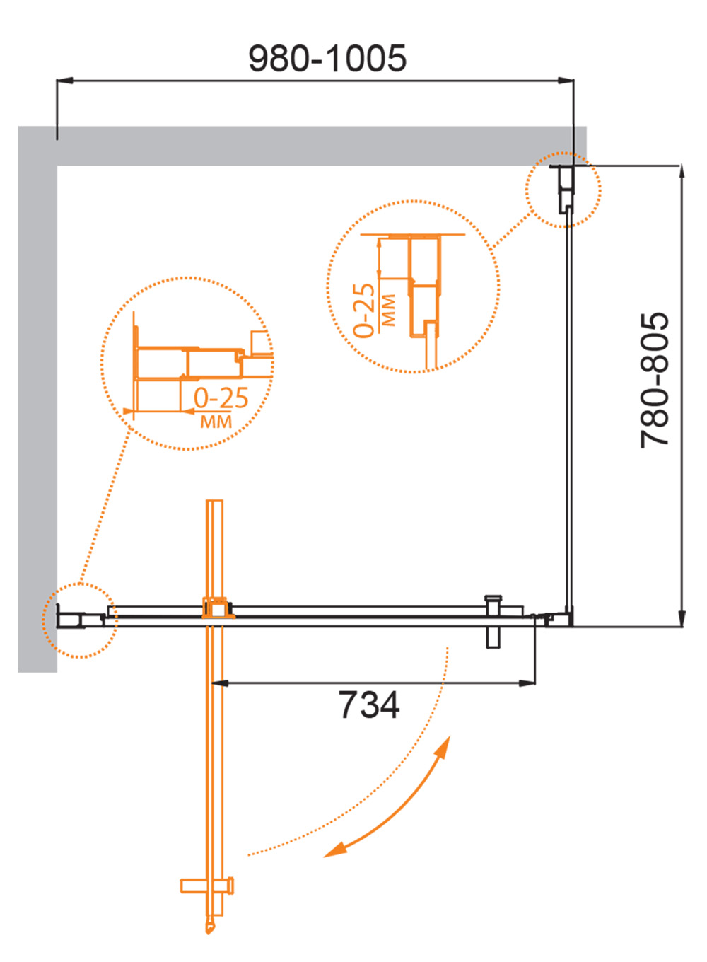 Приобрести cezares душевое ограждение molveno 100х80 см, хром molveno-ah-1-100/80-c-cr-iv