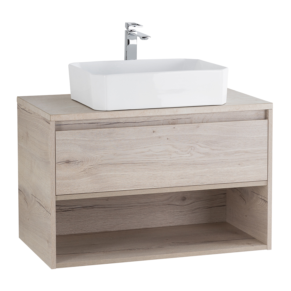 Приобрести belbagno тумба со столешницей kraft 80 см с ящиком и полкой, подвесная rovere galifax bianco