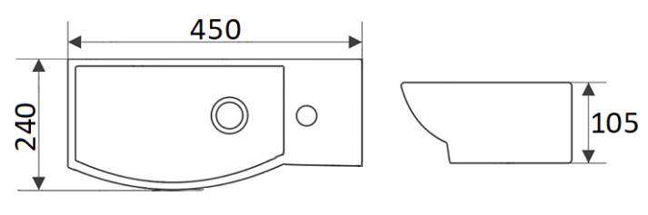 Приобрести раковина подвесная ceramalux 45 см 7947bl