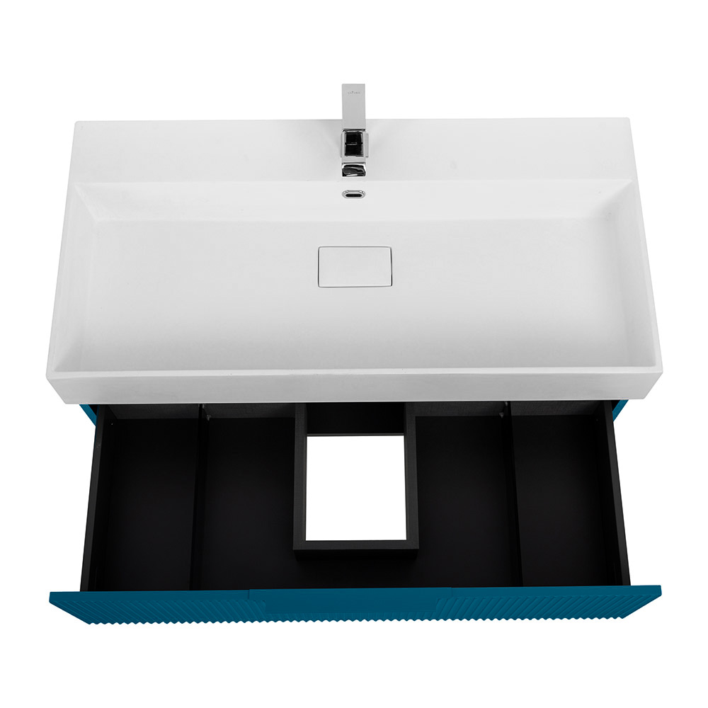 Приобрести cezares тумба подвесная с раковиной premium 90 см plisse blu petrolio, голубая 44423