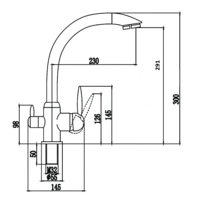 Приобрести смеситель для кухни vieir kitchen 350 мм, с подключением к фильтру, хром v15003