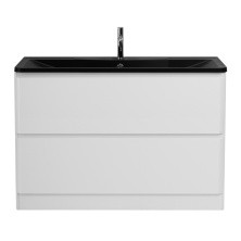 BelBagno Тумба с раковиной ALBANO 120 см, напольная Bianco Lucido, чёрная раковина