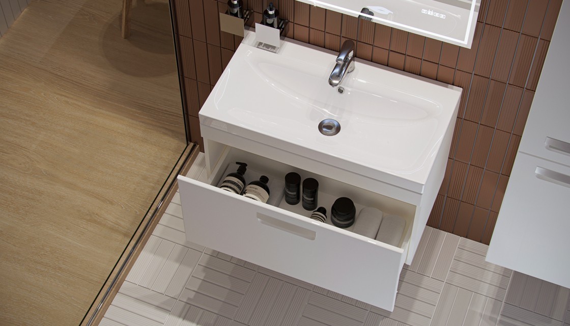 Приобрести тумба подвесная с раковиной velvex estea 80 см белый/матовый tpest.80.1y.233