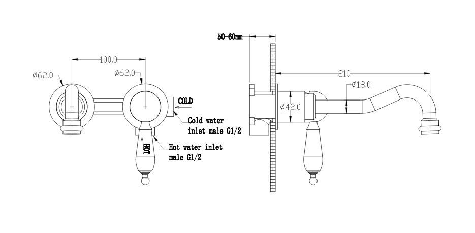 Приобрести boheme смеситель для раковины tradizionale, настенный, хром\белый 267