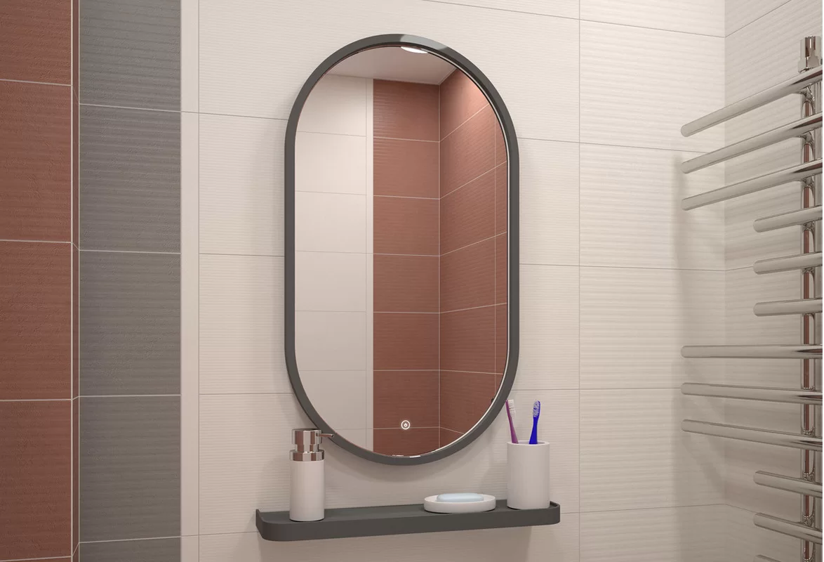 Приобрести continent зеркало с подсветкой prime gray 45х80 см, серое