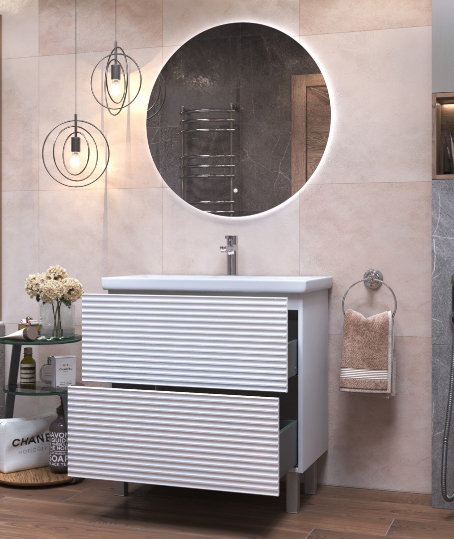 Приобрести vigo тумба с раковиной otti 80см, 2 ящика, напольная, белая tn.ott.com.80.2y