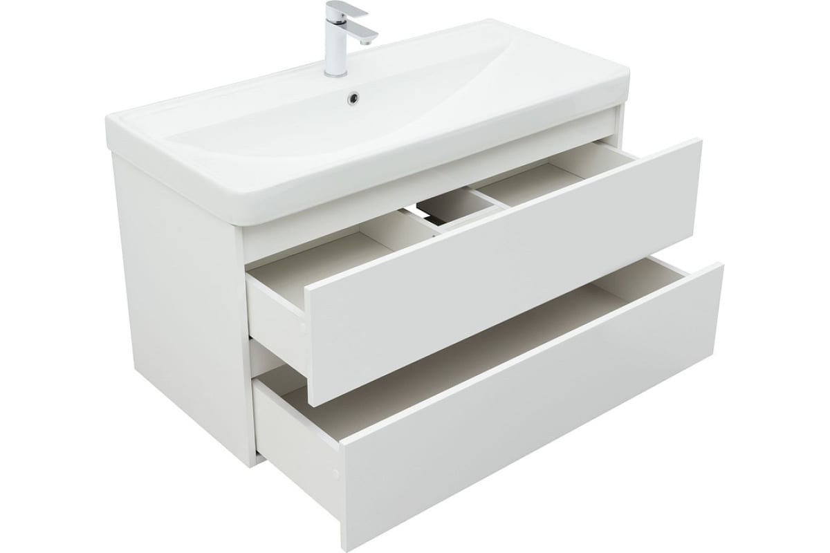Приобрести aquanet тумба с раковиной вега 100 см, белая глянец
