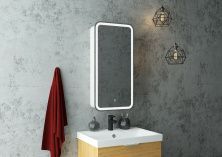 Continent Зеркало шкаф с подсветкой Elliott 40х80 см, сенсорный включатель, левосторонее, белое