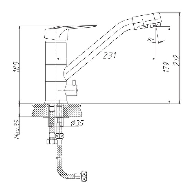 Приобрести haiba смеситель для кухни 266 мм, с фильтром, хром hb-4304