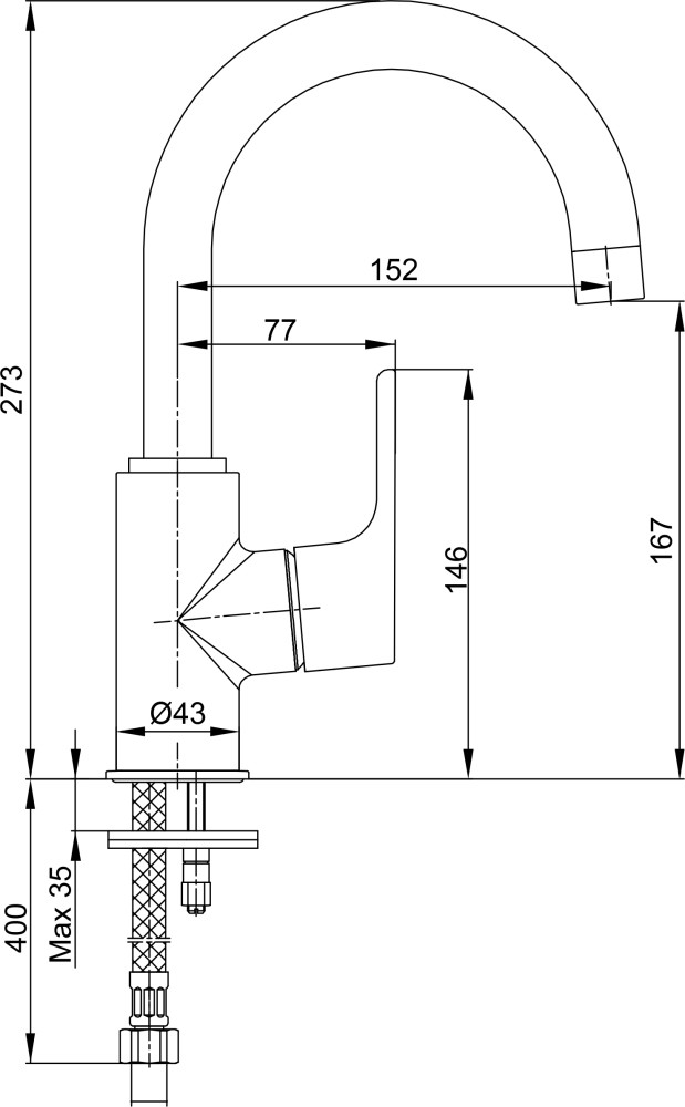Приобрести смеситель для раковины e.c.a. luna без донного клапана 102108953ex